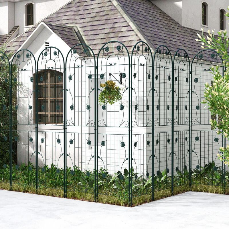 Grön metallspaljé 220x50 cm 2-pack för klätterväxter och trädgårdsdekoration