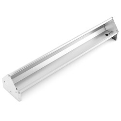 Foderränna för fjäderfä i galvaniserat stål med tömningsöppningar och vändbar stång