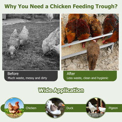 Foderränna för fjäderfä i galvaniserat stål med tömningsöppningar och vändbar stång