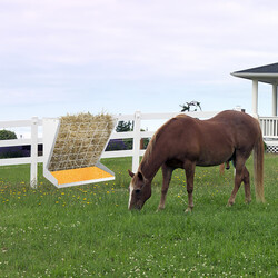 2-i-1 hö- och spannmålstråg i galvaniserad metall med justerbart avstånd och nät