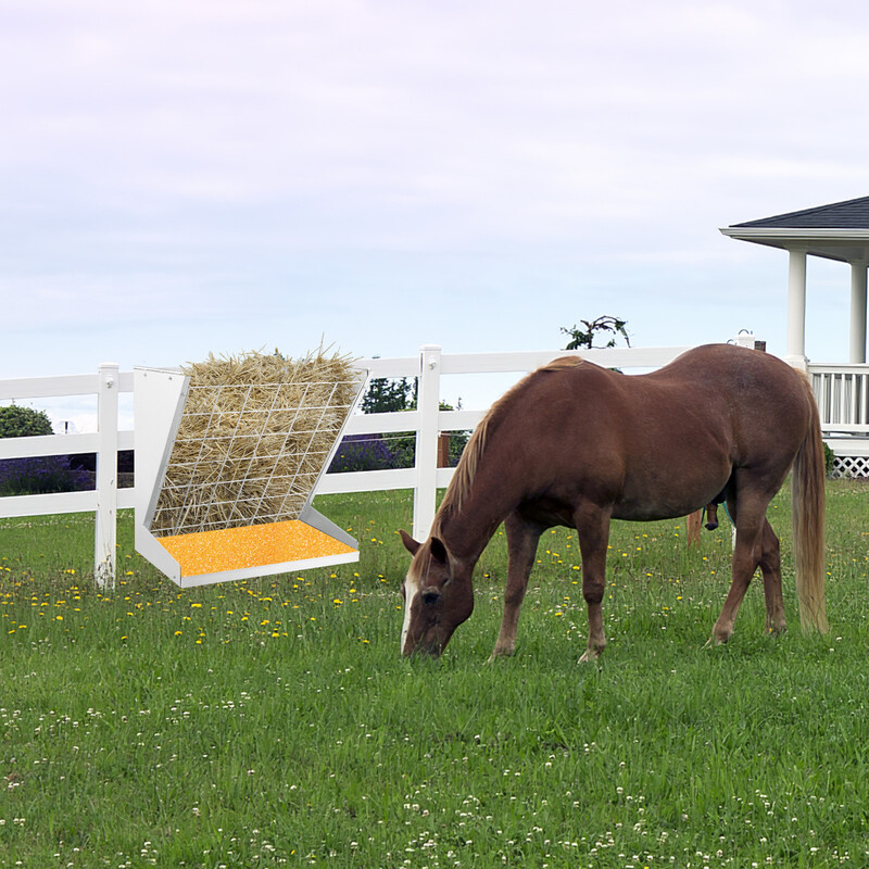 2-i-1 hö- och spannmålstråg i galvaniserad metall med justerbart avstånd och nät