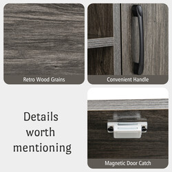 Barskåp med vinställ och hyllor i trä och metall för matsal, grå 100 x 35 x 83 cm