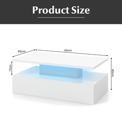 Högblankt LED-soffbord med justerbara ljusfärger och fjärrkontroll i svart MDF