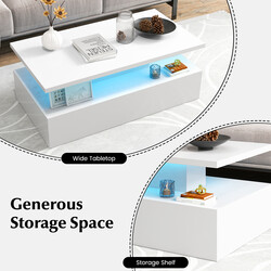 Högblankt LED-soffbord med justerbara ljusfärger och fjärrkontroll i svart MDF