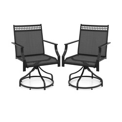 Svarta trädgårdsstolar 360° vridbara 2-pack med snabbtorkande tyg 65 x 61 x 90 cm
