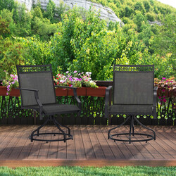 Svarta trädgårdsstolar 360° vridbara 2-pack med snabbtorkande tyg 65 x 61 x 90 cm