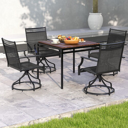 Svarta trädgårdsstolar 360° vridbara 2-pack med snabbtorkande tyg 65 x 61 x 90 cm