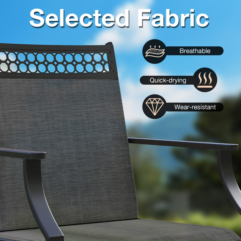 Svarta trädgårdsstolar 360° vridbara 2-pack med snabbtorkande tyg 65 x 61 x 90 cm