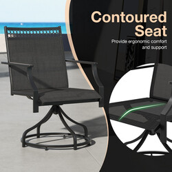 Svarta trädgårdsstolar 360° vridbara 2-pack med snabbtorkande tyg 65 x 61 x 90 cm