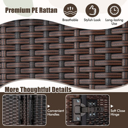 Klädskåp i brun PE-rotting med 2 dörrar, klädstång och 4 förvaringsfack