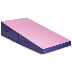 Ergonomisk kilformad träningsmatta vikbar med bärhandtag 150x75x36 cm lila/rosa