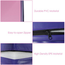 Ergonomisk kilformad träningsmatta vikbar med bärhandtag 150x75x36 cm lila/rosa