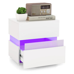 LED-sängbord med två lådor och fjärrkontroll, dynamisk belysning, 45 x 35 x 45 cm, svart