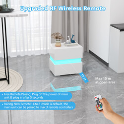 LED-sängbord med två lådor och fjärrkontroll, dynamisk belysning, 45 x 35 x 45 cm, svart