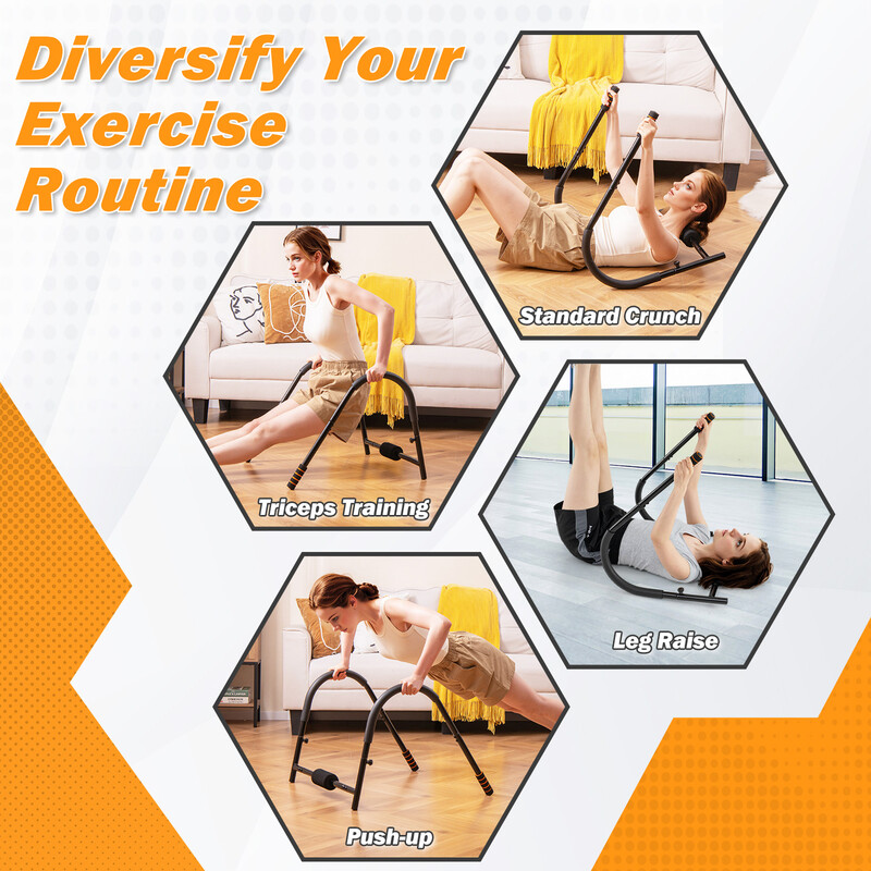 Magtränare med vadderat huvudstöd hopfällbar träningsutrustning för magmuskler grå