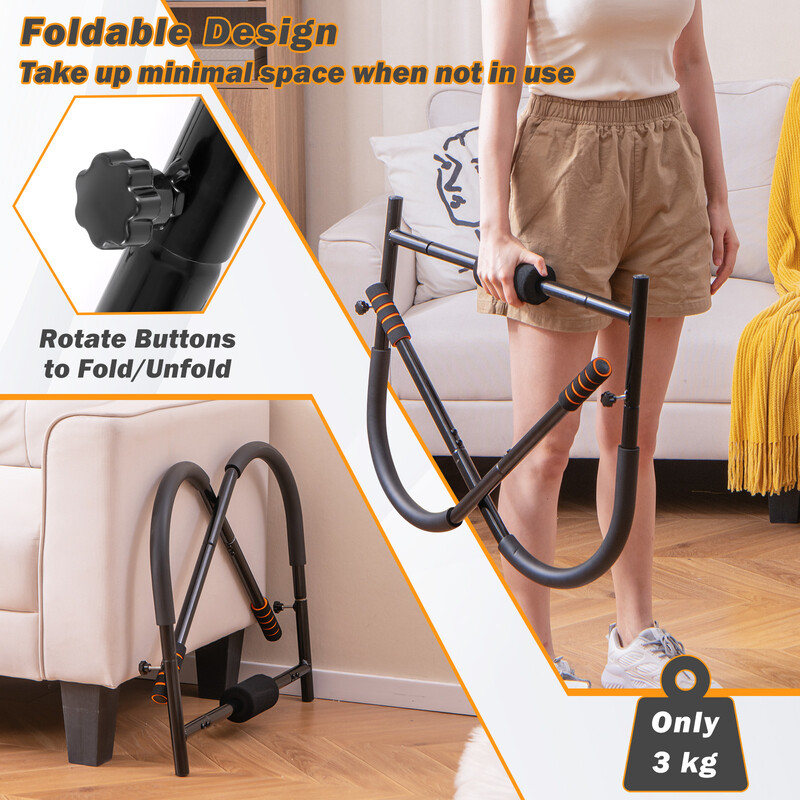 Magtränare med vadderat huvudstöd hopfällbar träningsutrustning för magmuskler grå