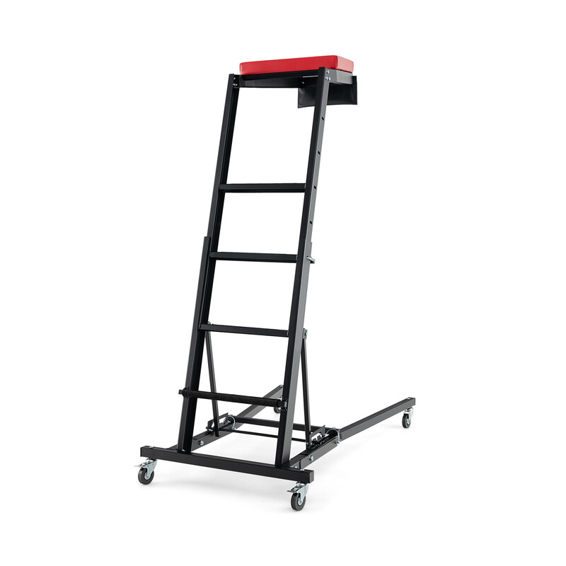 Hopfällbar arbetsbänk med justerbar höjd och vinkel för fordonsunderhåll och reparationer