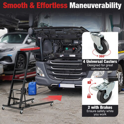 Hopfällbar arbetsbänk med justerbar höjd och vinkel för fordonsunderhåll och reparationer