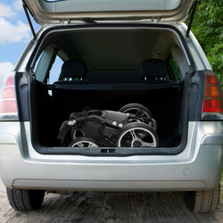 Golfvagn 4 hjul hopfällbar aluminium grå med justerbart handtag och förvaringsutrymme