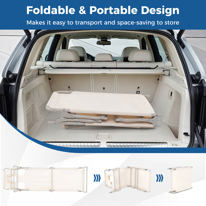 Solstol med öppningar för ansikte och armar, hopfällbar och justerbar, maxbelastning 200 kg