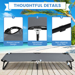 Hopfällbar campingsäng grå 150 kg bärkapacitet med metallram och Oxford-tyg