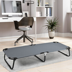 Hopfällbar campingsäng grå 150 kg bärkapacitet med metallram och Oxford-tyg