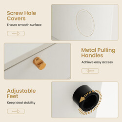 Vit förvaringsskåp med 2 lådor, 4 fack och justerbara fötter för tv upp till 49 tum