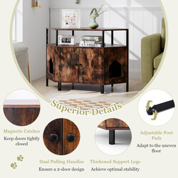 Hörnkattskåp med två dörrar för kattlåda i rustik stil, vit och hållbar design