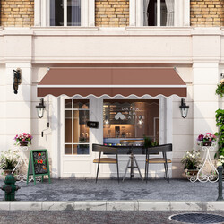 Brun justerbar balkongmarkis med handvev för terrass och fönster, 3 x 2,5 m