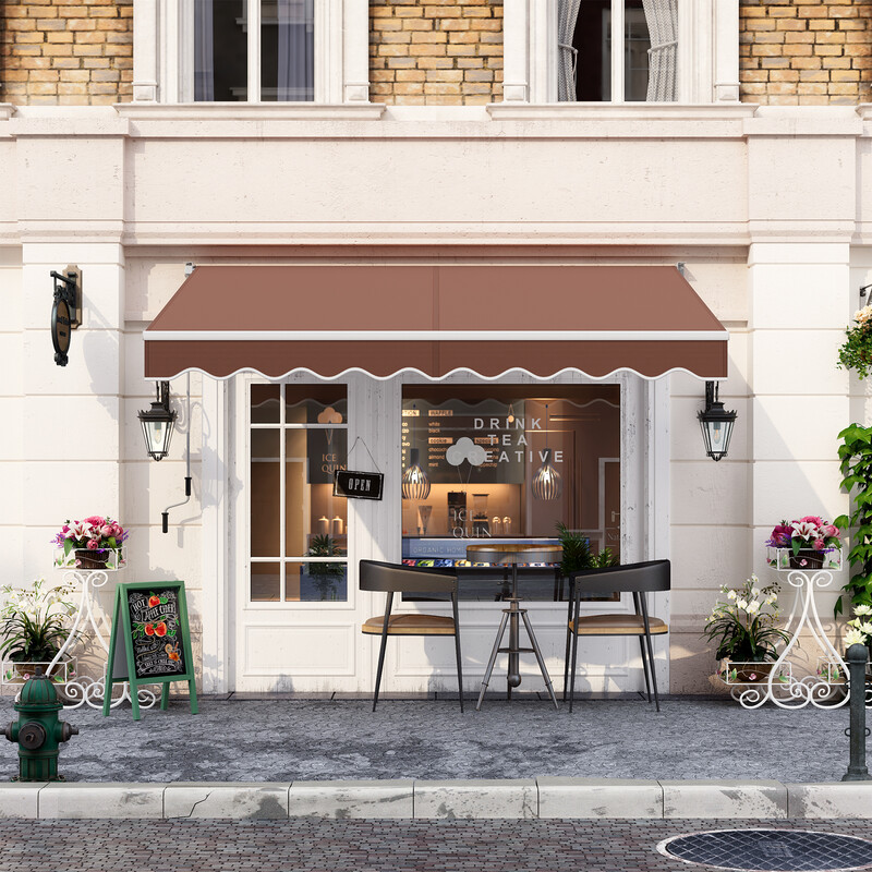 Brun justerbar balkongmarkis med handvev för terrass och fönster, 3 x 2,5 m