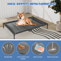 2-i-1 hundhus och upphöjt hundbädd med nät för utomhusbruk grå 75x110x106 cm