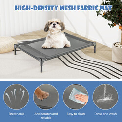 2-i-1 hundhus och upphöjt hundbädd för utomhusbruk med nätväv grå 64x91x86 cm