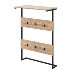 Vägghängare med hylla och 6 krokar i industriell stil för hemförvaring