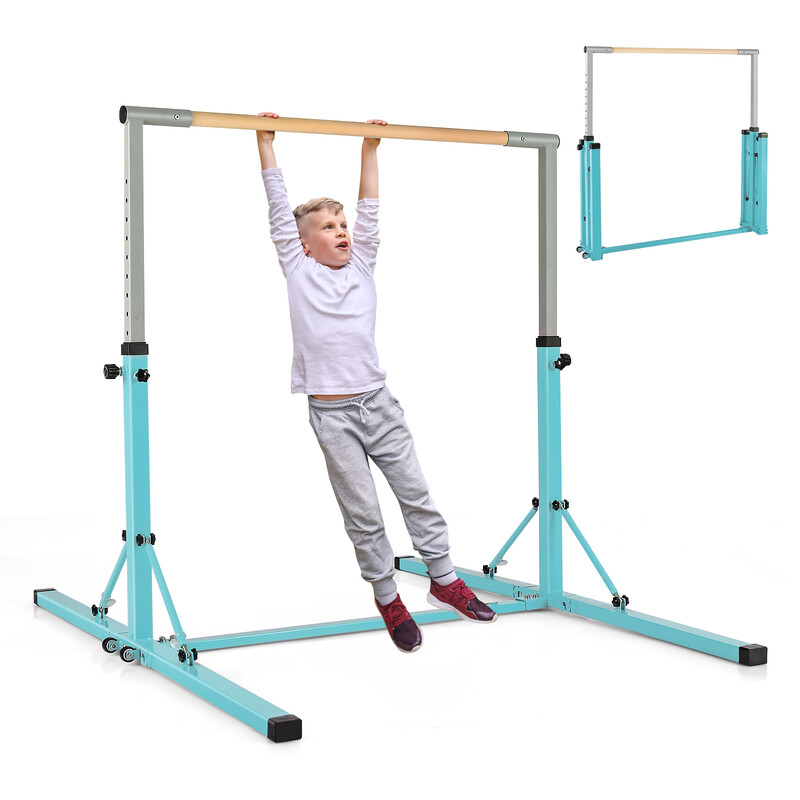 Höj- och sänkbar gymnastikstång för barn, grön, max 100 kg, inomhusbruk