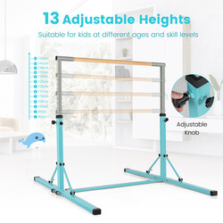 Höj- och sänkbar gymnastikstång för barn, grön, max 100 kg, inomhusbruk