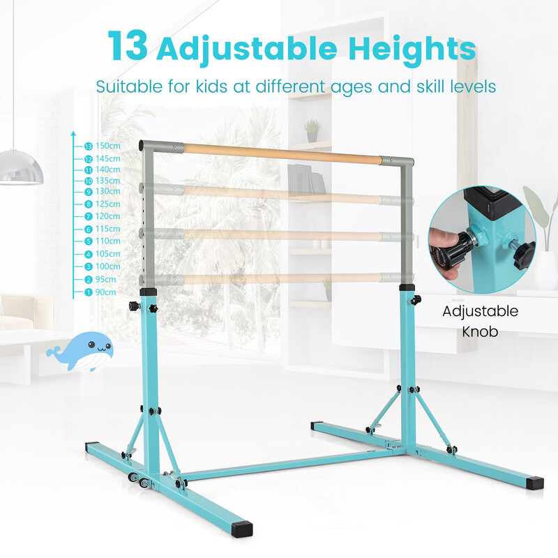 Höj- och sänkbar gymnastikstång för barn, grön, max 100 kg, inomhusbruk