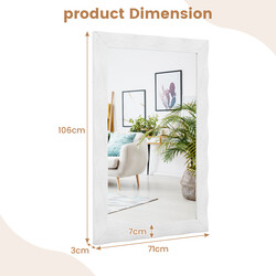 Väggspegel i lantlig stil med vit träram av gummiträ för badrum och vardagsrum