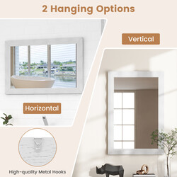 Väggspegel i lantlig stil med vit träram av gummiträ för badrum och vardagsrum