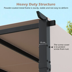 Pergola med två justerbara tak 3,05x3,05m vattentät och stabil grå paviljong