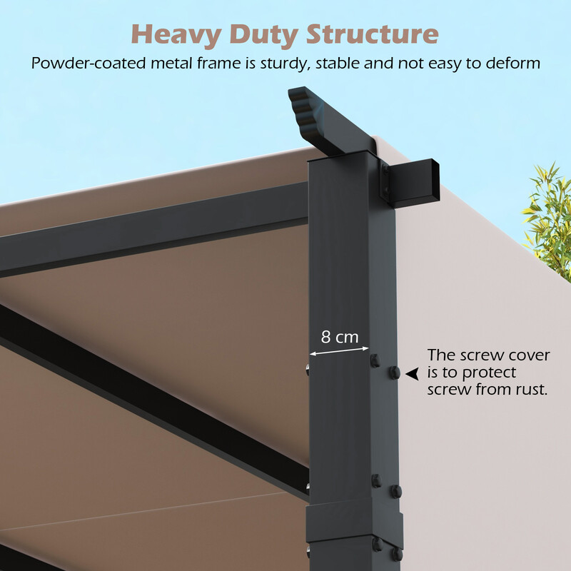 Pergola med två justerbara tak 3,05x3,05m vattentät och stabil grå paviljong