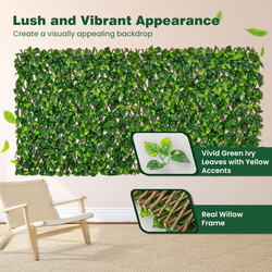 Expanderbart konstgjort murgrönastaket för insynsskydd med äkta videram och PE-löv