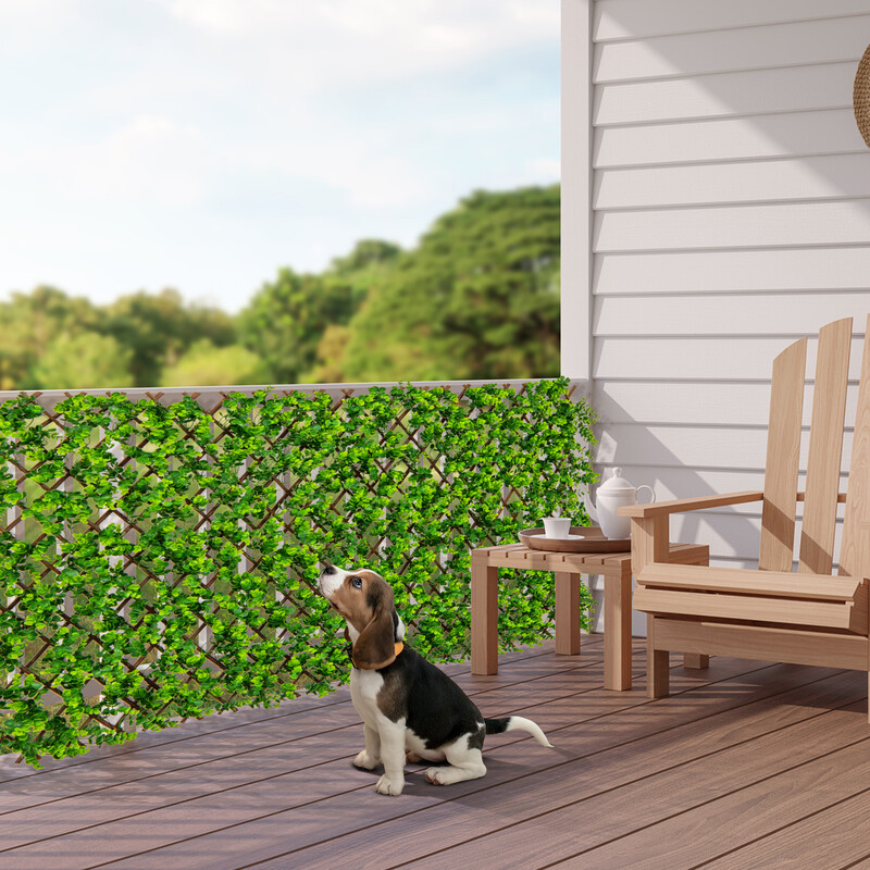 Utdragbart konstgjort eukalyptus insynsskydd med vide och PE-blad för trädgård