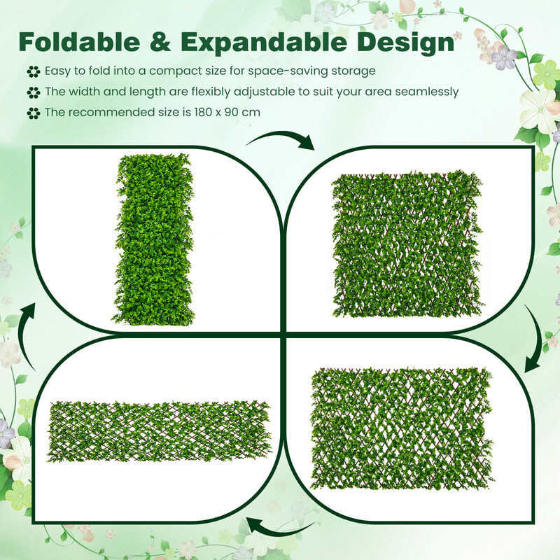 Utdragbart konstgjort eukalyptus insynsskydd med vide och PE-blad för trädgård