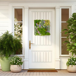 2-pack fyrkantig väggkonst med konstgjort lövverk 3D-väggdekoration 50 x 50 cm blommor
