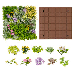 2-pack fyrkantig väggkonst med konstgjort lövverk 3D-väggdekoration 50 x 50 cm blommor