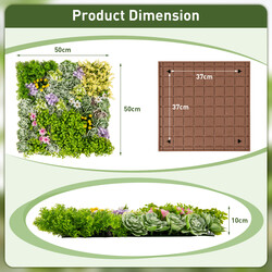 2-pack fyrkantig väggkonst med konstgjort lövverk 3D-väggdekoration 50 x 50 cm blommor