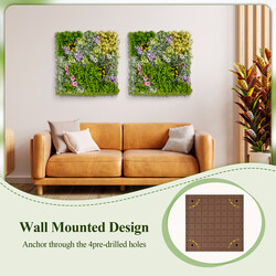 2-pack fyrkantig väggkonst med konstgjort lövverk 3D-väggdekoration 50 x 50 cm blommor