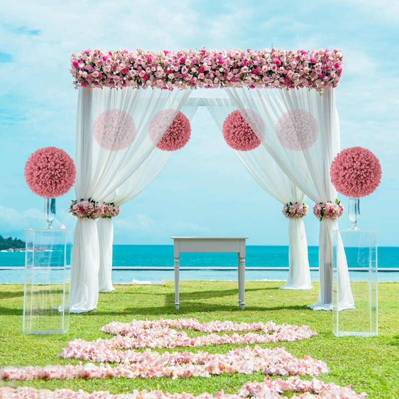 Konstgjorda eukalyptusbollar rosa 44 cm - UV-beständiga topiary-bollar för inomhus och utomhus