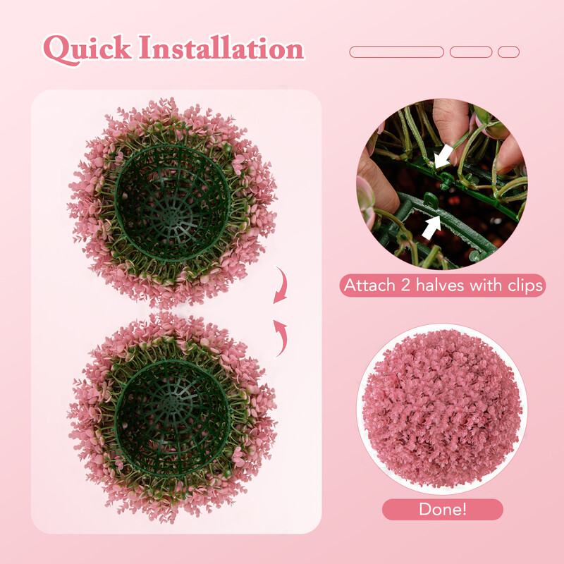 Konstgjorda eukalyptusbollar rosa 44 cm - UV-beständiga topiary-bollar för inomhus och utomhus