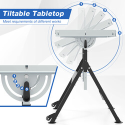 Hopfällbart mobilt svetsbord med justerbar höjd och lutning för professionellt bruk